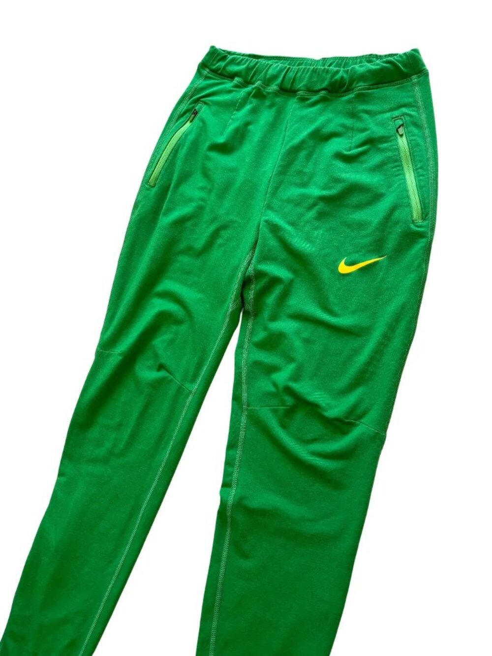NIKE Ankle Zip Green Joggers Yellow Swoosh NCAA Oregon Ducks Made in USA SZ S